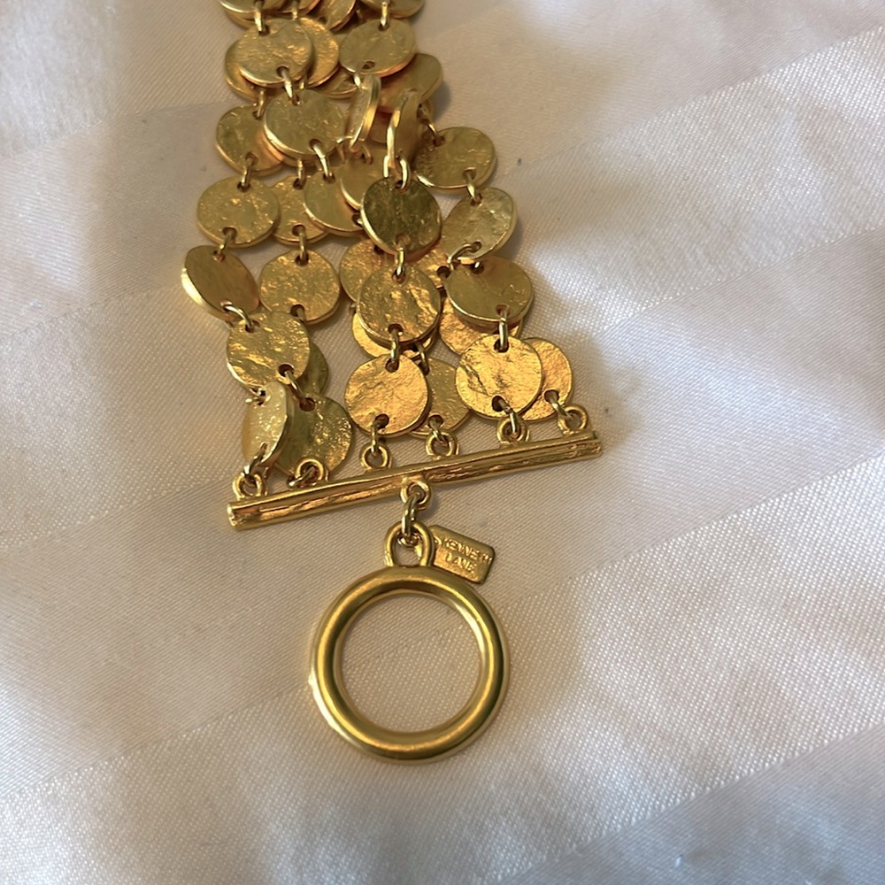VINTAGE Kenneth Lane 80’s Gold-tone 6-strand coin link bracelet.